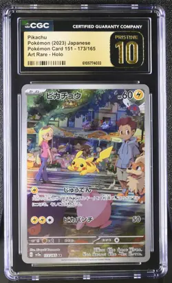 CGC Pristine 10 Japanese Pikachu 173/165 Art Rare (AR) Pokemon Card 151 - Image 1
