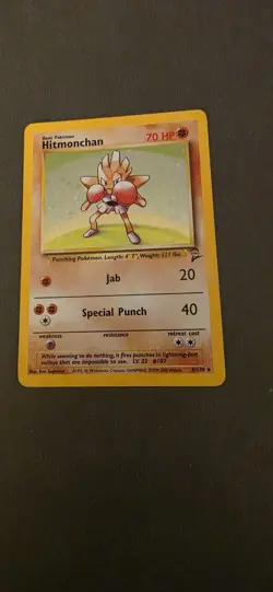 Hitmonchan 8/130 Base Set 2 Holo Rare Pokemon Card - Image 1