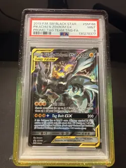Pokemon TCG Pikachu & Zekrom GX Black Star Promo Card SM168 Psa 10 - Image 1