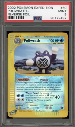 Pokemon Poliwrath Expedition Reverse Holo Rare #60 PSA 9 Mint - Image 1