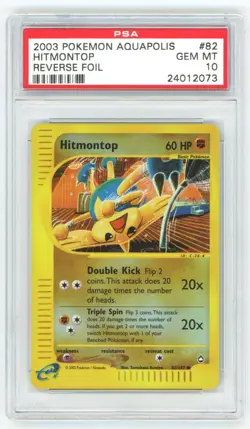 PSA 10 Hitmontop Reverse Holo 82/147 Aquapolis Pokemon 2003 - POP 13 - Image 1