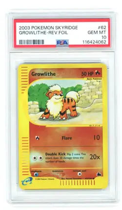 PSA 10 Growlithe Reverse Holo 62/144 Skyridge Pokemon 2003 - Image 1