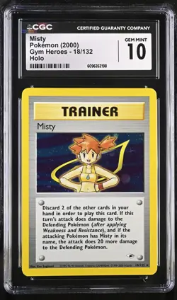 CGC 10 Misty Trainer Holo 18/132 Gym Heroes Pokemon 2000 - Image 1