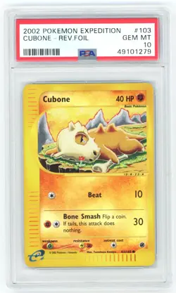 PSA 10 Cubone Reverse Holo 103/165 Expedition Pokemon - POP 12 - Image 1