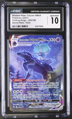 Pokemon CGC 10 Shadow Rider Calyrex VMAX Secret Rare 205/198 Chilling Reign - Image 1