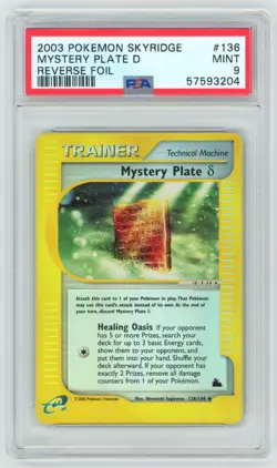 PSA 9 Mystery Plate D Reverse Holo Trainer 136/144 Skyridge Pokemon 2003 - Image 1