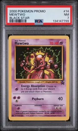 PSA 7 Mewtwo #14 Black Star Promo Pokemon 2000 - Image 1