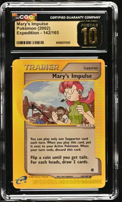 Pokemon CGC Pristine 10 Mary's Impulse Trainer 142/165 Expedition - Image 1