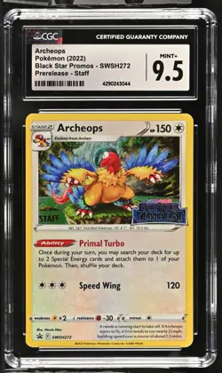 CGC 9.5 Archeops SWSH272 Pre-Release STAFF Black Star Promo Pokemon 2022 - Image 1