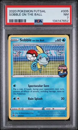 PSA 7 Sobble on the Ball #005 Futsal Promo Pokemon 2020 - Image 1