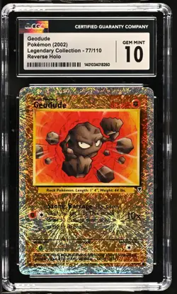 CGC 10 Gem Mint Geodude Reverse Foil 77/110 Legendary Collect. (2002) - Image 1