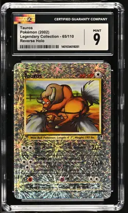 CGC 9 Mint Tauros Reverse Foil 65/110 Legendary Collection (2002) - Image 1