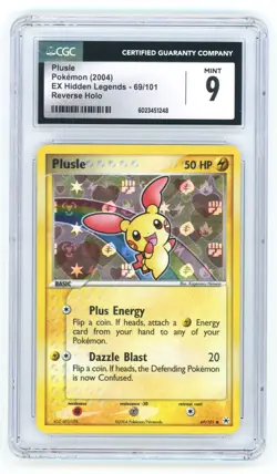 CGC 9 Plusle Reverse Holo 69/101 EX Hidden Legends Pokemon 2004 - Image 1