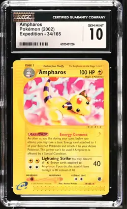 CGC 10 Ampharos 34/165 Expedition Pokemon 2002 - Image 1