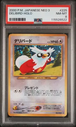 PSA 8 Japanese Delibird Holo #225 Awakening Legends Neo 3 Pokemon 2000 - Image 1