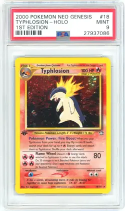 PSA 9 1st Edition Typhlosion Holo 18/111 Neo Genesis Pokemon 2000 - Image 1