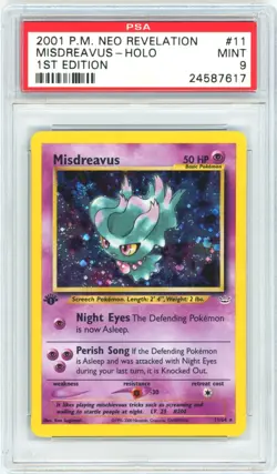 PSA 9 1st Edition Misdreavus Holo 11/64 Neo Revelation Pokemon 2001 - Image 1