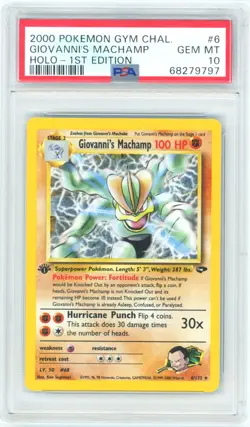 PSA 10 1st Edition Giovanni's Machamp Holo 6/132 Gym Challenge Pokemon 2000 - Image 1