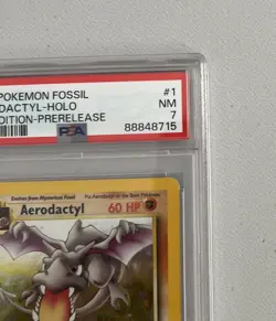 Aerodactyl 1st Edition RARE Prerelease POKEMON Card PSA 7 NM FOSSIL Holo 1/62 - Image 2