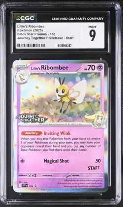CGC 9 Lillie's Ribombee #183 Promo Journey Together Prerelease STAFF Stamp 2025 - Image 1