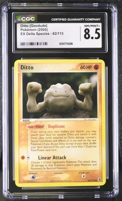 CGC 8.5 Ditto (Geodude) 62/113 EX Delta Species Pokemon 2005 - Image 1