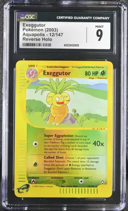 CGC 9 Exeggutor Reverse Holo 12/147 Aquapolis Pokemon 2003 - Image 1