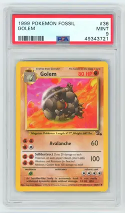 PSA 9 Golem 36/62 1999-2000 Fossil Pokemon - Image 1