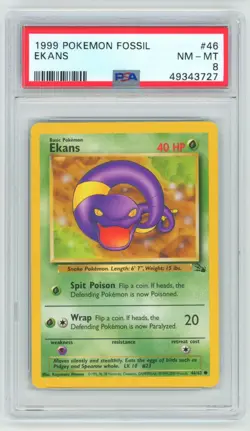 PSA 8 Ekans 46/62 1999-2000 Fossil Pokemon - Image 1