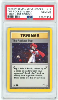 PSA 10 1st Edition The Rocket's Trap Holo 19/132 Gym Heroes Pokemon 2000 - Image 1