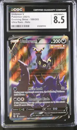 CGC 8.5 Umbreon V Ultra Rare 189/203 Evolving Skies Pokemon 2021 - Image 1
