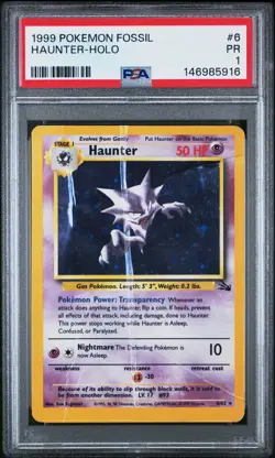 1999 POKEMON FOSSIL #6 HAUNTER-HOLO PSA 1 - Image 1
