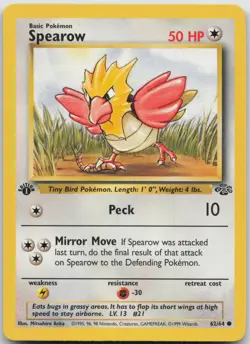 Spearow 62/64 Common Jungle Pokemon 1st Edition LP - Image 1
