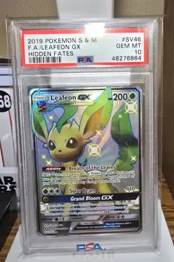 2019 POKEMON SUN & MOON HIDDEN FATES #SV46 FULL ART/LEAFEON GX PSA 10 - Image 1