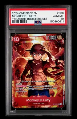 2024 One Piece English Monkey D. Luffy #006 Treasure Booster PSA 10 GEM MINT - Image 1