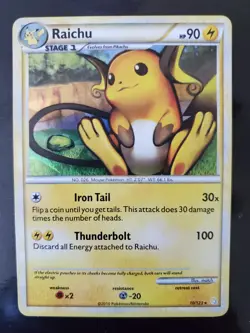Raichu 10/123 Pokemon TCG Cracked Ice Holo Card Deck Exclusive HGSS Very LP - Image 1