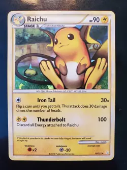 Raichu 10/123 Pokemon TCG Cracked Ice Holo Card Deck Exclusive HGSS Very LP - Image 2