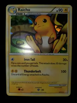 Raichu 10/123 Pokemon TCG Cracked Ice Holo Card Deck Exclusive HGSS Very LP - Image 3