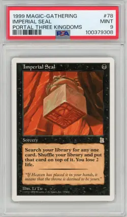 1999 MAGIC THE GATHERING MTG PORTAL THREE KINGDOMS IMPERIAL SEAL #78 PSA 9 - Image 1