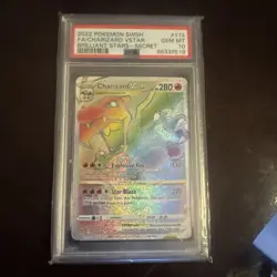PSA 10 Pokemon Charizard Vstar 174 Sword Shield Brilliant Stars Rainbow Secret - Image 1