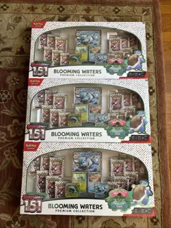 3X Pokemon TCG Scarlet Violet 151 Blooming Waters Premium Collection Box - Image 1