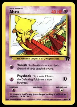 Abra 49/82 Vintage Team Rocket 2000 Pokemon TCG Near Mint - Image 1