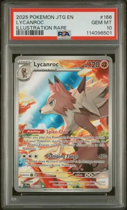 2025 POKEMON JTG EN-JOURNEY TOGETHER ILLUSTRATION RARE #166 LYCANROC PSA 10 - Image 1
