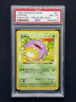 1999 Pokemon Game Shadowless #51 Koffing Treasure Hunt PSA 8 - Image 1