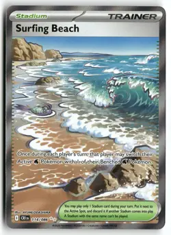Surfing Beach 114/086 Ultra Rare ME04: Chaos Rising Pokemon Near Mint - Image 1