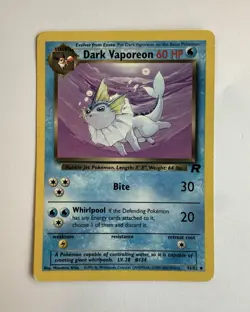 Wizards Dark Vaporeon 45/82 Team Rocket 2000 Pokemon Card 60 KP Phase 1 Englisch - Image 1