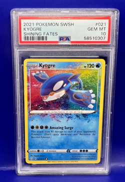 2021 Pokemon SWSH Shining Fates #021 Kyogre Amazing Rare Holo PSA 10 Gem Mint - Image 1
