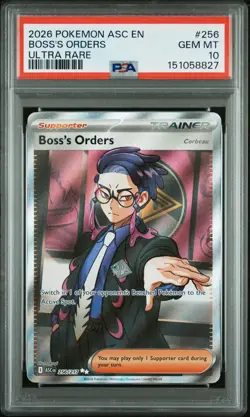 PSA 10 Boss’s Orders 256/217 Ultra Rare Pokemon Ascended Heroes GEM MT 10 lowpop - Image 1