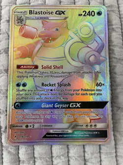Pokemon Blastoise GX Secret Rare Full Art Holo Unbroken Bonds 218/214 Dmg Crease - Image 1