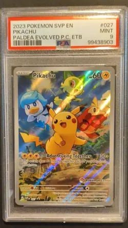 Pikachu Black Star Promo #027 Paldean Evolved Pokemon Center ETB PSA 9 - Image 1