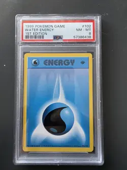 1999 Pokemon Water Energy 1st Edition Shadowless Psa 8 - Image 1